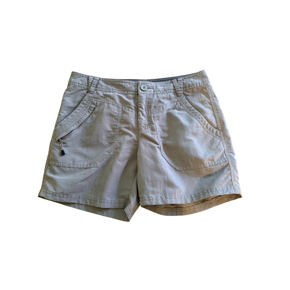 The North Face Womens Taupe Gray Hiking Cargo Shorts Outdoor Trail Pockets Sz 4